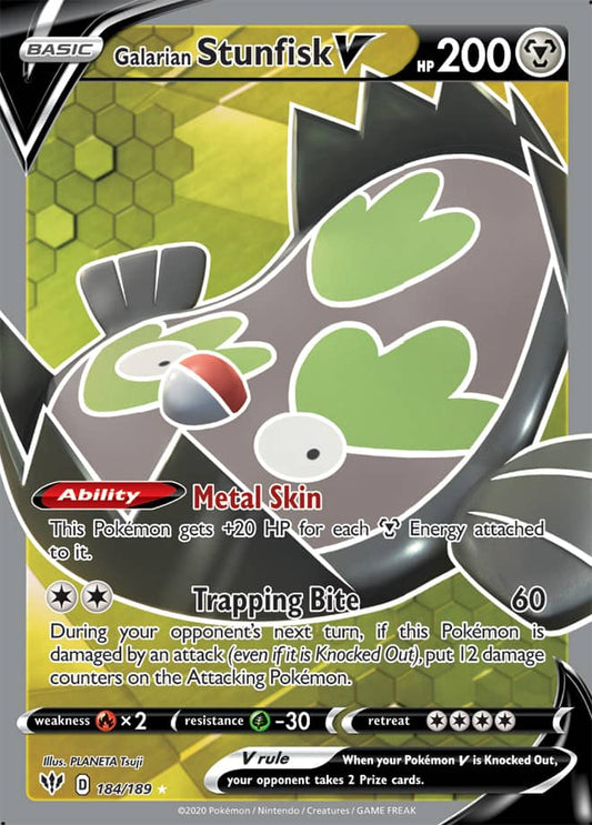 Galarian Stunfisk V - Darkness Ablaze 184/189 - Full Art