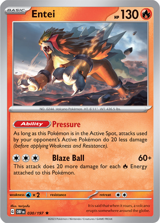 Entei - Obsidian Flames 030/197 - Rare