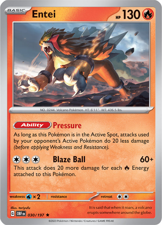 Entei - Obsidian Flames 030/197 - Rare