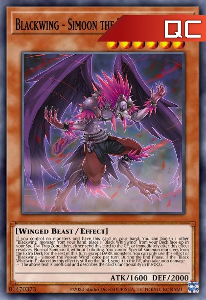 Blackwing - Simoon the Poison Wind - RA01-EN012 - 1st Edition - Quarter Century Secret Rare