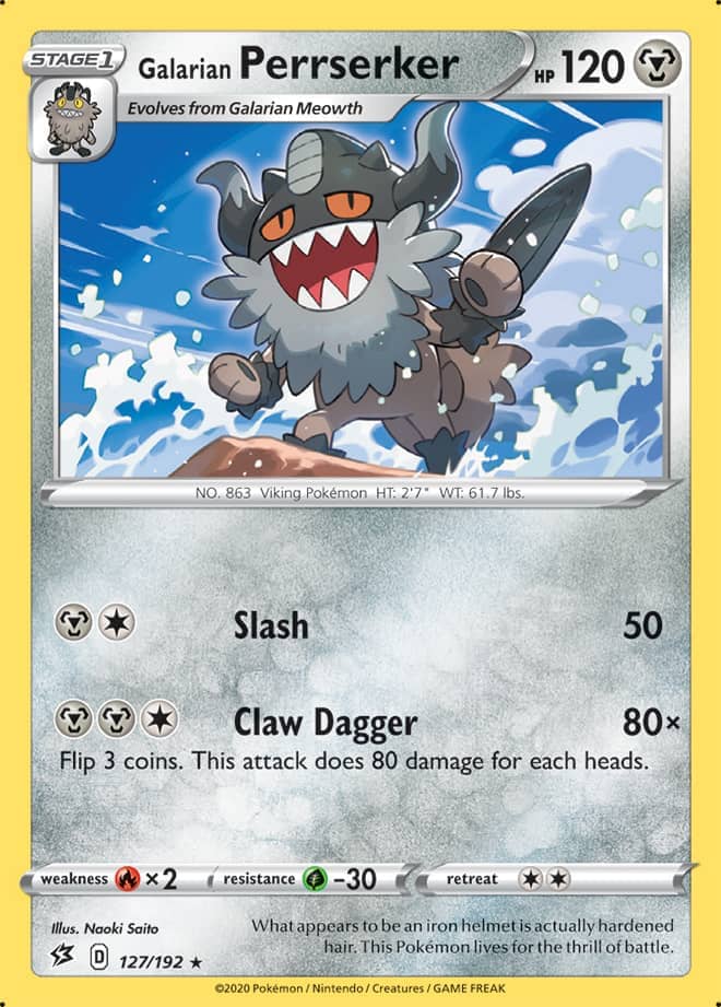 Galarian Perrserker - Rebel Clash 127/192 - Rare