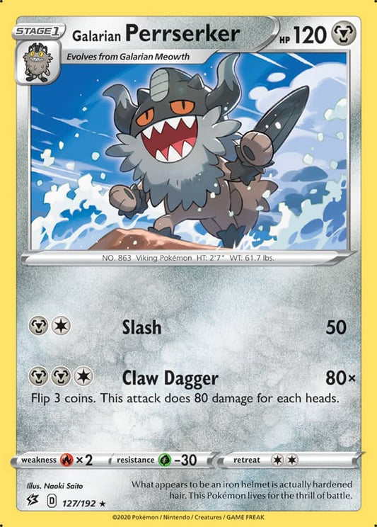 Galarian Perrserker - Rebel Clash 127/192 - Rare