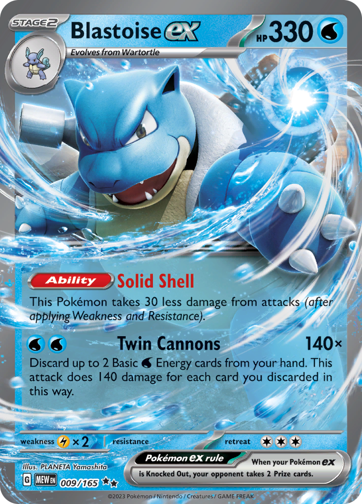 Blastoise ex - Scarlet & Violet 151 - 009/165 - Double Rare