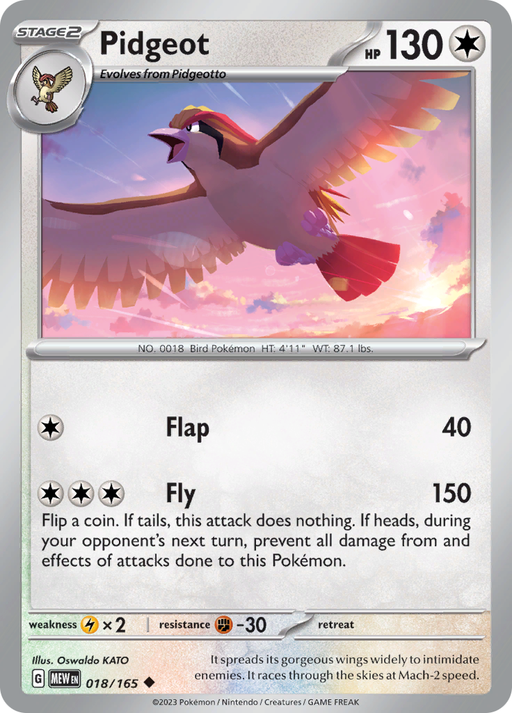 Pidgeot - Scarlet & Violet 151 - 018/165 - Uncommon