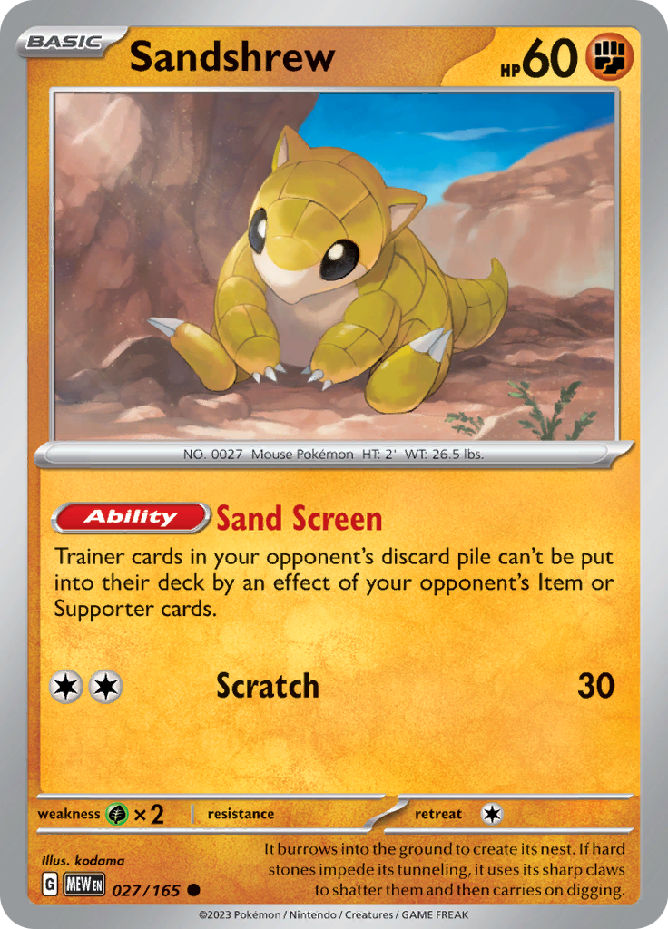 Sandshrew - Scarlet & Violet 151 - 027/165 - Common