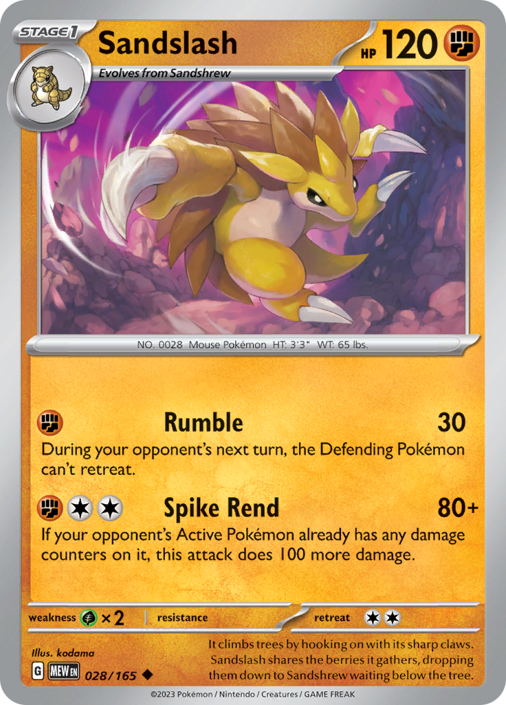 Sandslash - Scarlet & Violet 151 - 028/165 - Uncommon