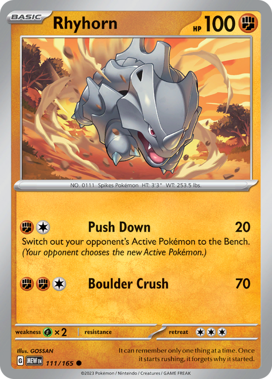 Rhyhorn - Scarlet & Violet 151 - 111/165 - Common