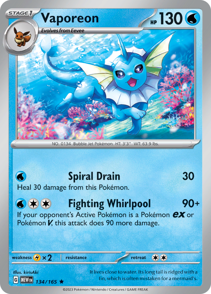 Vaporeon - Scarlet & Violet 151 - 134/165 - Rare