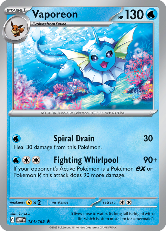 Vaporeon - Scarlet & Violet 151 - 134/165 - Rare