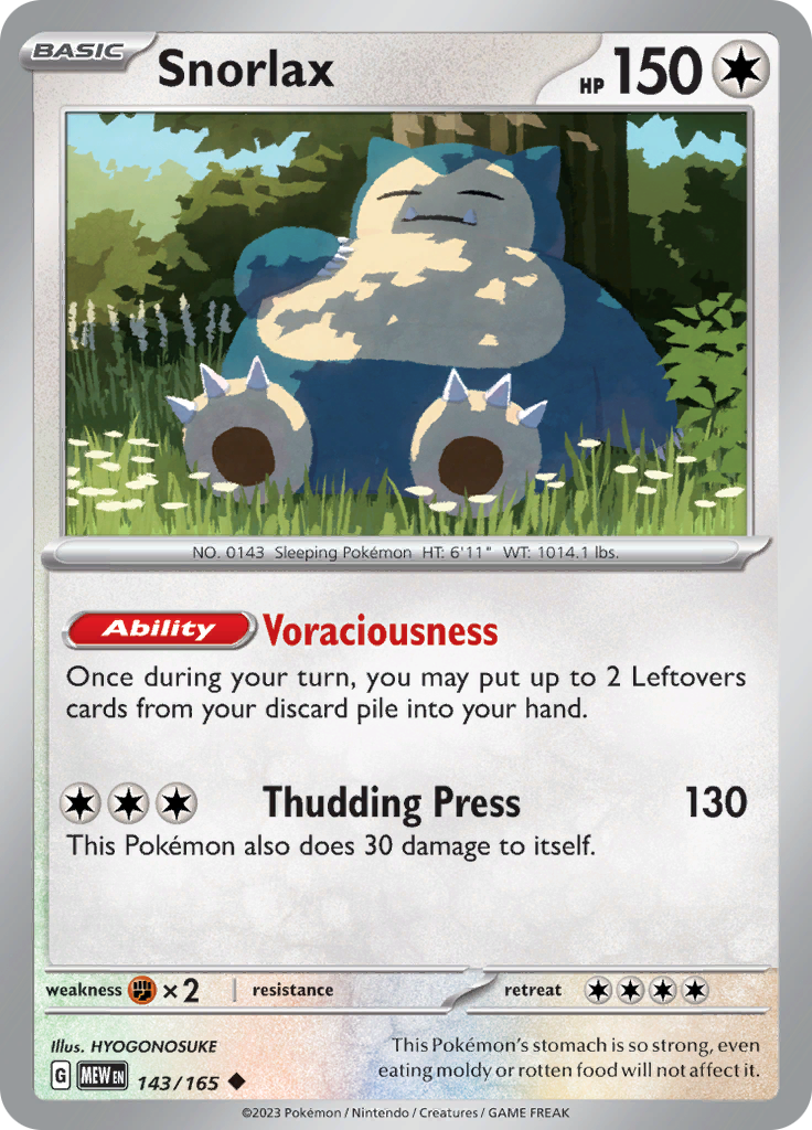 Snorlax - Scarlet & Violet 151 - 143/165 - Uncommon