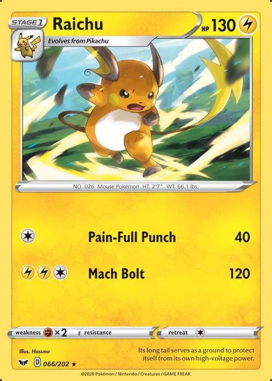 Raichu - Sword & Shield Base 066/202 - Rare